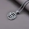 Prata de lei S925 padrão de grama Tang cruz flor do exército pingente personalidade retrô moderno masculino estilo hip hop oco pingente de colar atacado