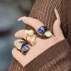Set de Anillos Abiertos con Forma de Cruz de Piedra Ojo de Gato Transparente de Alta Calidad Estilo Europeo y Americano, Joyería de Moda y Exquisita en Stock