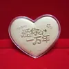 Moeda de Ouro Estilo Shuibei Token de Amor, Ouro Puro 999, Presente de Dia dos Namorados Casamento
