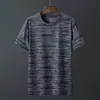 Camiseta de Manga Corta de Seda de Hielo para Hombre, Estilo Delgado de Verano, Corte Holgado, Talla Grande, Cuello Redondo, Secado Rápido, Top de Camiseta Deportiva Casual de Media Manga