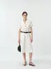 Oferta especial, sin devoluciones ni cambiosOriginalmente 299 yuanes, con cuello, entallado en la cintura, vestido con tacto de algodón, elegante para el verano 258509