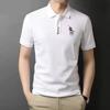 Negocios Comercio Exterior 2025 Verano Camiseta de Manga Corta para Hombre Bordada Talla Grande Camisa Polo Jóvenes y Mediana Edad Color Sólido Top