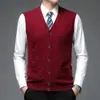 Colete cardigã de malha jacquard outono e inverno transfronteiriço para meia-idade e idosos, colete de suéter sem mangas versátil casual quente com gola V