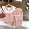 Traje Elegante para Niña Verano Nuevo Estilo Moda para Bebé Niña Vestido de Cuadros de Verano Conjunto de Encaje de Dos Piezas para Niña Comercio Exterior