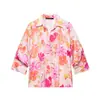 Para Comercio Exterior Europeo y Americano Transfronterizo Verano 2026 Nuevo Moda Francesa Casual Holgada Estampado Floral Estilo Vacacional Camisa Floral