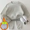 Estilo coreano ins Suéter de algodón con cuello redondo de oso para bebé recién nacido y niño pequeño Conjunto deportivo Casual de dibujos animados para bebé Conjunto de dos piezas