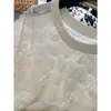 Yuran 26 Colección Primavera/Verano Nuevo Conjunto de Top de Punto de Manga Corta y Falda de Hilo de Bucle de Algodón con Encaje Hueco Francés de Burbujas