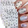 Adesivos de Arte para Unhas Neve de Inverno Lua, Design de Estrela e Lua Floco de Neve a Laser com Folha de Ouro, Decorações de Unhas DIY de Inverno Natal