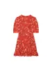 Comércio exterior atacado transfronteiriço 2026 novo estilo europeu e americano moda feminina estampa francesa gola V manga curta vestido curto