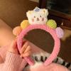 Faixa de cabeça de urso fofa primavera e outono, faixa de cabeça de pelúcia com desenho animado para lavar o rosto, super fofa, colorida, para meninas, foto, cartão de cabelo combinando