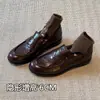 Mocassins femininos retrô, sem cadarço, com aumento interno de 6cm de altura, salto baixo, estilo britânico, bico redondo, sapatos pequenos
