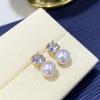 Pendientes de Plata de Ley S925 para Mujer, Aros Elegantes de Alta Gama, Pendientes Naturales de Agua Dulce con Diamantes Completos, Venta Caliente de Otoño, Lujo Ligero