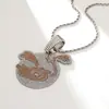 Hip-Hop Europeo y Americano Flamenco de Diamantes Completos Dibujo Animado Anime Colgante Aleación Cadena Cubana Collar de Moda Callejera para Hombres Venta al por Mayor