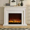 Chimenea Eléctrica con Llama Simulada, Blanca, Sencilla y Moderna, Llama Simulada con Estante, Núcleo de Chimenea Electrónico Estilo Europeo para Uso Doméstico