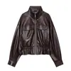 ¡Orden de exportación! AliExpress moda europea y americana transfronteriza, artículo de moda, venta al por mayor, chaqueta de efecto piel ajustada con cuello alto