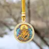 Pingente Thangka Redondo de Xizang Pintado à Mão Dourado Oito Santos Padroeiros Zakhilaam Passado e Presente Colar Thangka