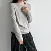 Camiseta básica de manga larga con dobladillo enrollado Dongdaemun coreana para mujer, nueva de otoño, suave y agradable para la piel, top de camiseta base
