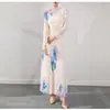 [Liquidação] conjunto moda feminina estampado manga curta comprimento médio saia plissada slim duas peças saia longa plissada