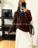 Nuevo Punto de Imitación de Visón Japonés y Coreano con Mangas de Mezclilla Empalmadas Cuello Polo Falso de Dos Piezas Ropa de Punto para Mujer Otoño e Invierno Punto Holgado Mangas Largas