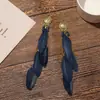 Pendientes Largos de Plumas Bohemios Pendientes de Borla de Viaje Accesorios Modificadores de Rostro de Personalidad de Yunnan Pendientes