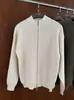 Novo suéter de tricô masculino para outono e inverno, estilo American old money, gola alta, corte casual e relaxado, peça de manga longa com zíper