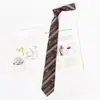 Cor Marrom Contraste Verde Batido à Mão Estilo Acadêmico Gravata com Listra Vermelha Estilo Retrô Café Casual Camisa Marrom Versátil Acessórios
