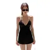 Bikini de traje de baño de una pieza con tirantes triangulares de una fan de Hada de Corea del Sur que adelgaza el vientre y cubre los pechos pequeños para las vacaciones en aguas termales.