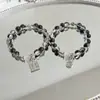 Pulseira Flor Explosão Bicolor Preto e Branco, Design de Nicho Estilo Chinês, Pulseira Simples e Versátil, Pulseira DIY, Pulseira Melhor Amigo Estudante