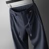 Pantalones casuales de negocios para hombre de verano 2024, nuevo estilo, delgados, semi-elásticos, de seda de hielo, ligeros, pantalones de seda de morera para hombre