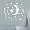 Pegatinas de pared 3D de espejo acrílico de estrella y luna transfronterizas, autoadhesivas, para decoración creativa de pared de fondo de sala de estar y dormitorio