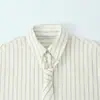 Exportación Transfronteriza Ropa de Mujer Otoño 2025 Estilo Europeo y Americano con Corbata Holgada Casual Camisa de Manga Larga a Rayas para Mujer E26171F
