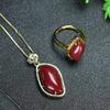 Colgante de Manzana de Cinabrio Nuevo y a la Moda Regalo de Cumpleaños Manzana de Cinabrio de Alto Contenido Cadena para Clavícula Juego de Aretes de Cristal