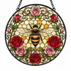 Decoración colgante de vidriera de abeja de jardín vintage transfronteriza, Atrapasoles de vidrio pintado translúcido para ventana, Decoración de pared para balcón