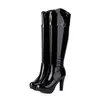 Botas de Charol para Mujer Talla 34-43 Otoño e Invierno con Tacones Ultraligeros, Antideslizantes, Suela Suave, Cremallera Lateral, Tacón Grueso, Botas Altas para Mujer