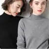 Camiseta Interior de Cuello Alto Medio para Mujer, Top de Punto Interior de Manga Larga, Suéter Delgado de Cuello Medio Holgado Estilo Coreano para Primavera, Otoño e Invierno