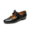 Zapatos Mary Jane gigantes de piel de vaca lavada suave con cordones, nuevos zapatos artísticos de punta redonda y boca baja de talla grande, zapatos de cuero de una sola capa, tacón bajo