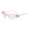 Gafas de sol sin montura con forma de corazón, marco metálico pequeño transfronterizo, gafas de sol personalizadas de vanguardia europeas y americanas
