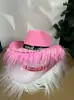 Nuevo sombrero de vaquero occidental de pelo rosa sombrero para estilismo de Carnaval navideño con luces LED luminosas