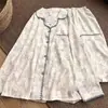 Pijama de Algodón Nube para Mujer, Primavera y Otoño, Floral Retro, Manga Larga, Pantalón Largo, Suelto, Delgado, Conjunto para Estar en Casa, Se Puede Usar Afuera