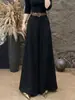 Calça larga de cintura alta estilo coreano para mulheres, novo modelo primavera e outono 2026, solta, modeladora, versátil, com caimento fluido, calça casual comprida com cinto