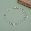 Tobillera de Plata de Ley S925 Chapada con Símbolo de Infinito Versátil de Verano para Mujer, Tobillera de Zirconia con Diseño de Nicho de Alta Gama Regalo para Novia