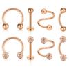 Conjunto de pregos labiais de aço inoxidável, pregos de sobrancelha, pregos de nariz, anel de umbigo, joias para piercing, atacado, 8 peças, vendas diretas da fábrica