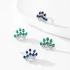 Pendientes de Corona con Pedrería Japoneses y Coreanos de Plata de Ley 925 para Mujer, Zirconita Verde Retro Británica, Pendientes Nuevos de Lujo Ligero Estilosos y Elegantes