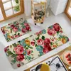 Juego de dos piezas de alfombrillas de suelo para cocina con diseño nórdico de plantas y flores, absorbentes y resistentes al aceite, para entrada y uso exterior, felpudos resistentes a la suciedad