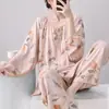 Conjunto de Dos Piezas de Algodón Nube de Manga Larga para Mujer, Moda Simple, Ropa de Casa Casual Linda, Pijama de Verano para Habitación con Aire Acondicionado