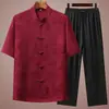 Nuevo Traje Tang de Verano para Hombres de Mediana Edad y Mayores, Traje de Seda Helada de Verano para Papá, Ropa Nueva de Estilo Chino para Abuelos