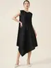 Falda de longitud media con dobladillo irregular estilo Miyake, Vestido de fiesta de verano de lujo ligero, Vestido plisado adelgazante de talla grande para el trabajo