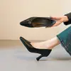 Zapatos Retro de Piel Genuina Tacón de Aguja 7cm 2026 Nuevos Negros sin Cordones Zapatos de Calle Bajos para Mujer