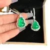 Nuevos Pendientes de Calabaza de Calcedonia Verde de Gama Alta Estilo Chino Pendientes de Calcedonia Rosa Nuevos Versátiles Exquisitos Pendientes de Calcedonia Blanca