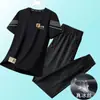 Traje Deportivo Delgado de Verano para Hombre, Pantalones Largos de Nueve Puntos, Camiseta Transpirable de Manga Corta de Seda Helada de Secado Rápido, Conjunto Casual de Dos Piezas